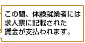この間、体験就業者には求人票に記載された賃金が支払われます。